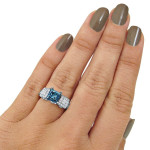Blue Diamond 3-stone Ring encrusted in Yaffie pure White Gold with 3ct TDW