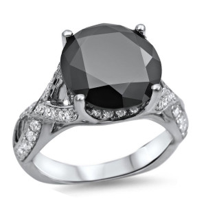 Yaffie Signature Ring: White Gold, Round Black/White Diamond 4 1/4ct TDW - Tailored to Your Style.