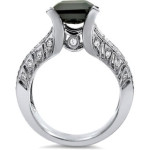 Custom Yaffie™ Black Diamond Engagement Ring with 4 1/6 TDW Emerald Cut in White Gold