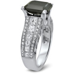 Custom Yaffie™ Black Diamond Engagement Ring with 4 1/6 TDW Emerald Cut in White Gold