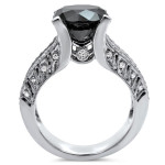 Yaffie ™ Custom Black Diamond Engagement Ring in White Gold With a 4 2/5ct Total Diamond Weight and Round-cut Center