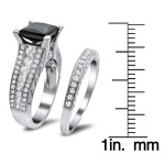 Yaffie ™ Custom Black and White Diamond Bridal Set with 4ct TDW White Gold