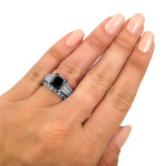 Yaffie ™ Custom Black and White Diamond Engagement Ring Set - 4ct TDW in White Gold