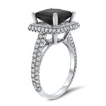 Custom-made Yaffie ™ Black Diamond Ring with Princess Cut, 4ct TDW White Gold Glamour.