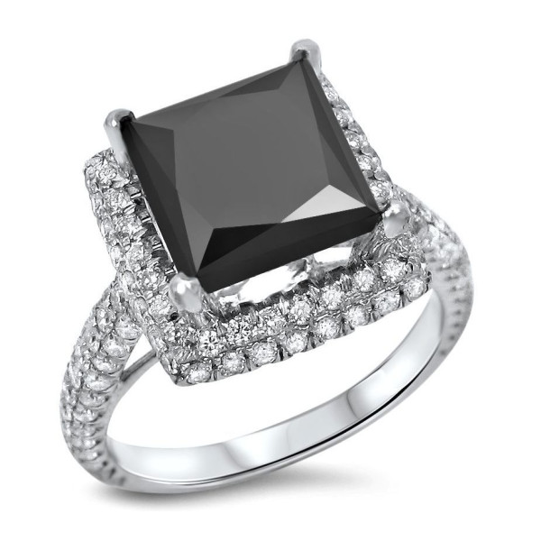 Custom-made Yaffie ™ Black Diamond Ring with Princess Cut, 4ct TDW White Gold Glamour.