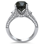 Yaffie ™ Custom 3-stone Ring with 5 1/10ct TDW Black and White Diamonds in White Gold