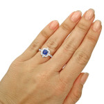 Engage in Brilliance: Yaffie White Gold Ring with Blue Sapphire and 1/2ct TDW Diamonds!