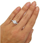 Sparkling White Gold Moissanite and Diamond Engagement Ring from Yaffie