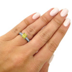 White Gold Engagement Ring with Yellow & White Diamonds by Yaffie