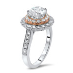 Radiant Yaffie White Gold Ring with Enhanced Round Diamonds - 1.6 ct TDW