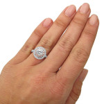 Radiant Yaffie White Gold Ring with Enhanced Round Diamonds - 1.6 ct TDW