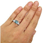 Blue Diamond Engagement Ring - Yaffie 2.5 with Princess Cut and White Gold