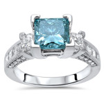 Engage in Royalty with Yaffie Blue Princess Cut Diamond in 2 1/2 White Gold