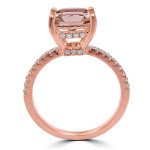 Rose Gold Morganite Diamond Engagement Ring with Cushion Cut Stone - Yaffie 2 1/3 ct TGW