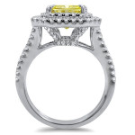 Engage with elegance using a Yaffie Canary Yellow Diamond Ring with Cushion Cut, 2 3/4 size and in White Gold.