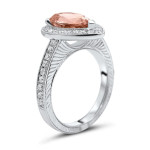 Gold Engagement Ring with Pear-Shaped Morganite Diamond - 2 ct TGW Yaffie