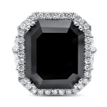 Custom Yaffie ™ Ring: Stunning Black Diamond Emerald Cut in 23.2 ct Gold Engagement