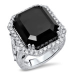 Yaffie ™ Exquisite Black Diamond Emerald Cut Engagement Ring in 23 1/5ct and Goldcrafted Specifically for You