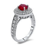 Sparkling Yaffie Double Halo Ruby and Diamond Engagement Ring (2ct TWG) in White Gold
