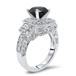 Yaffie ™ Bespoke Black Round Diamond Engagement Ring - 3 1/2ct in Gold