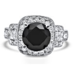 Yaffie ™ Bespoke Black Round Diamond Engagement Ring - 3 1/2ct in Gold