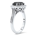 Yaffie ™ Customised 4.4ct Black Diamond Engagement Ring in White Gold Circle