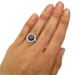 Yaffie ™ Customised 4.4ct Black Diamond Engagement Ring in White Gold Circle