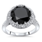 Yaffie ™ Customised 4.4ct Black Diamond Engagement Ring in White Gold Circle