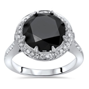Yaffie ™ Customised 4.4ct Black Diamond Engagement Ring in White Gold Circle