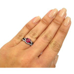 Yaffie Custom Black Gold Bridal Set: Ruby Diamond Engagement Ring with 1 2/5k TGW and SI1/SI2 F/G Quality.