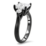 Yaffie Dazzling Black Gold Radiant Cut Moissanite 3-Stone Engagement Ring with 2k TGW Diamonds – One of a Kind!