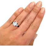 Yaffie Dazzling Black Gold Radiant Cut Moissanite 3-Stone Engagement Ring with 2k TGW Diamonds – One of a Kind!