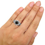 Yaffie ™ Custom Stunning Black Diamond Floral Engagement Ring - Collection White Gold, 2 3/5ct TDW.