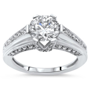 Women's Gold Round Moissanite Diamond Six Prong Engagement Ring - Custom Made By Yaffie™