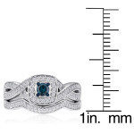 Blue and White Diamond Bridal Set, featuring Yaffie Platinaire and 1/2ct TDW