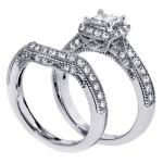 Sparkling Beauty: Yaffie Platinum Princess-cut Diamond Engagement Set