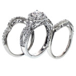 Sparkling Yaffie Platinum Bridal Set with Halo Diamonds totaling 2 2/5ct TDW