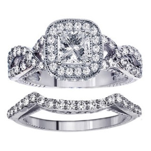 Sparkling Yaffie Platinum Princess Diamond Wedding Set - 2.75ct TDW, Clarity Enhanced