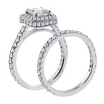 Platinum Princess Cut Diamond Engagement Ring with Pave Setting
