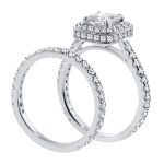 Platinum Princess Cut Diamond Engagement Ring with Pave Setting