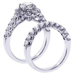 Brilliantly Cut Diamond Halo Bridal Set - Yaffie Platinum 2 7/8ct TDW