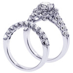 Brilliantly Cut Diamond Halo Bridal Set - Yaffie Platinum 2 7/8ct TDW