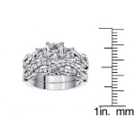 Platinum Princess Cut 3-Stone Diamond Bridal Ring Set with 2ct TDW in Artful Braided Setting by Yaffie.