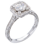 Antique Yaffie Platinum Engagement Ring with 2 carat Total Diamond Weight.