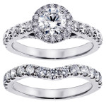 3 Carat Platinum Round Diamond Bridal Set by Yaffie