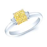 Fancy Intense Yellow Diamond Engagement Ring with GIA Certification by Yaffie, in Platinum and Gold with 1 1/10ct