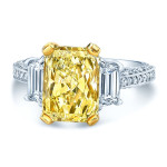 Dazzling Yaffie Ring: 3 5/8ct of Platinum & Gold with a Fancy Light Yellow Diamond