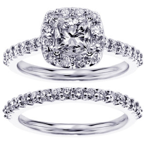 Yaffie Clarity-Enhanced Diamond Bridal Ring Set with 2 1/10ct TDW in Platinum or Gold.