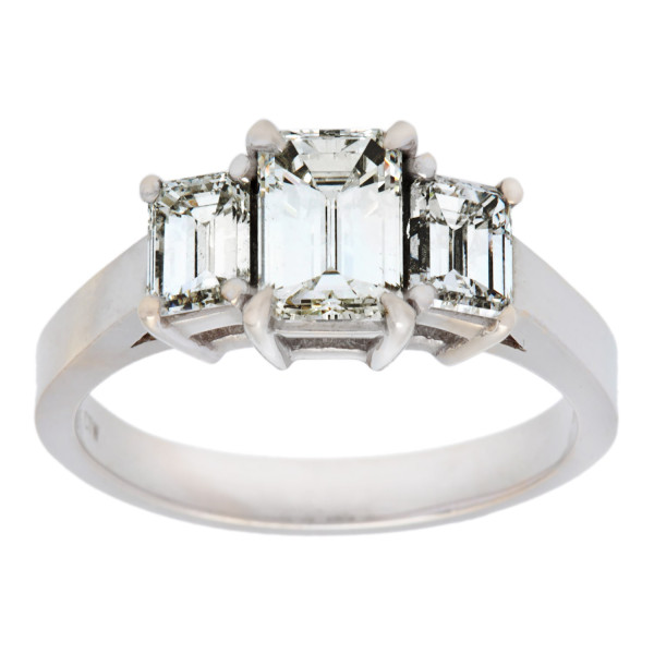 White Gold Three-stone Engagement Ring with 1 3/4 Carat TDW, Previously Loved by Yaffie