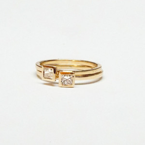 Gold Geometric Stackable: Yaffie Small Square Engagement Diamond